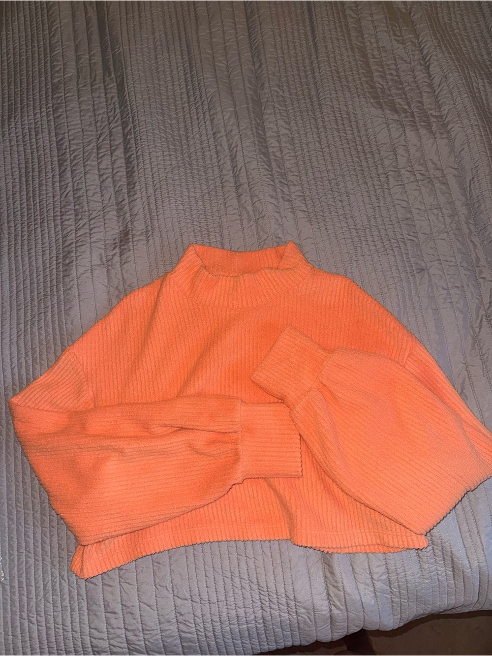 Bershka Orange Ribbed Mock Neck Sweater